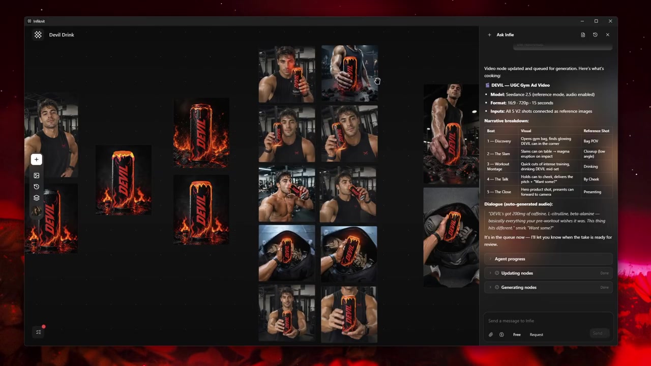 Infiknit canvas showing product-image candidates before selecting a branch